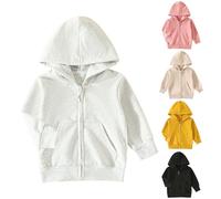 Kapuzenjacke Kleinkind Sweatjacke Hoodie Pullover Zipper Sweatshirt Jacke für Baby Einfarbige Jacke mit Kapuzen Warme Hoodiejack Leichter Langarmshirt (Black, 6-12 Months)