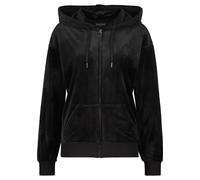 Kapuzennickijacke JUICY COUTURE "HALAN OVERSIZED HOODIE Damen", Damen, Gr. XS, schwarz, 95% POLYESTER 5% ELASTAN, bequem, Jacken, Trainingsjacke Damen, Sweatjacke mit Kapuze, Velour, Stickerei, Sale (