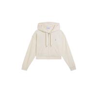 Kapuzennickijacke JUICY COUTURE "ICCLE OUTLINE CROPPED HOODIE. Damen", Damen, Gr. M, sugar swizzle, Samt, 95% Polyester, 5% Elasthan, bequem taillenlang, Jacken, Trainingsjacke Damen, Sweatjacke mit K