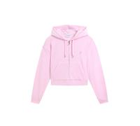 Kapuzennickijacke JUICY COUTURE "ICCLE OUTLINE CROPPED HOODIE. Damen", Damen, Gr. S, cherry blossom, Samt, 95% Polyester, 5% Elasthan, bequem taillenlang, Jacken, Trainingsjacke Damen, Sweatjacke mit