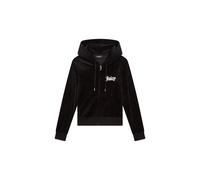 Kapuzennickijacke JUICY COUTURE "ROBERTSON CAVIAR HOODIE _ Damen", Damen, Gr. L, schwarz, Samt, 95% Polyester, 5% Elasthan, slim fit taillenlang, Jacken, Trainingsjacke Damen, Sweatjacke mit Kapuze, V