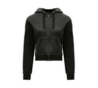 Kapuzennickijacke JUICY COUTURE "ROBERTSON CLASS Damen", Damen, Gr. M, schwarz, 95% Polyester, 5% Elasthan, normal, Jacken, Trainingsjacke Damen, Sweatjacke mit Kapuze, Velour, mit Glitzer, Sale (6525
