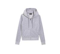 Kapuzennickijacke JUICY COUTURE "ROBERTSON HOODIE . Damen", Damen, Gr. M, grau (silber marl), 95% Polyester, 5% Elasthan, slim fit, Jacken, Trainingsjacke Damen, Sweatjacke mit Kapuze, Velour, mit Gli