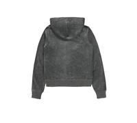 Kapuzennickijacke JUICY COUTURE "ROBERTSON HOODIE Damen", Damen, Gr. S, schwarz (charcoal marl), 95% POLYESTER, 5% ELASTAN, slim fit, Jacken, Trainingsjacke Damen, Sweatjacke mit Kapuze, Velour, mit G