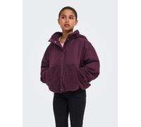 Kapuzenplüschjacke KIDS ONLY "KOGNOMI TEDDY MIX JACKET VD OTW", Mädchen, Gr. 146, lila (winetasting), Web, Obermaterial: 100% Polyester, unifarben, Basic normal, mit innenliegendem Gummizug, Jacken, i