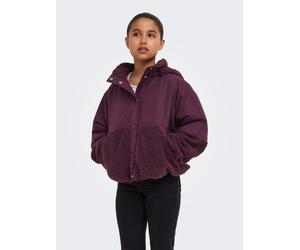 Kapuzenplüschjacke KIDS ONLY "KOGNOMI TEDDY MIX JACKET VD OTW", Mädchen, Gr. 146, lila (winetasting), Web, Obermaterial: 100% Polyester, unifarben, Basic normal, mit innenliegendem Gummizug, Jacken, i