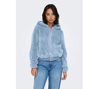 Kapuzenplüschjacke ONLY "ONLNEWANNA CONTACT SHERPA JKT OTW NOOS", Damen, Gr. S, cashmere blau, Plüsch, Obermaterial: 100% Polyester, unifarben, regular fit normal, elastischer Bund, Jacken (17845302-S