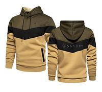 Kapuzenpullis Für Männer Für Skyrim Druck Fleece-Kapuzenpullover Freizeitmode Patchwork Kapuzenpullover Mit Langen Ärmeln Warme Sweatshirts Kapuzenpullover Top Frühling Pullover Mit Taschen-White||M