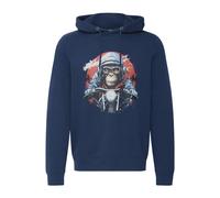 Kapuzenpullover BLEND "BHRona Animal print", Herren, Gr. XL, marineblaus, Sweatware, 55% Polyester, 45% Baumwolle, unifarben, normal normal, ohne Ausschnitt, Pullover Kapuzenpullover, Hoodie mit Anima