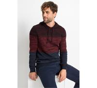 Kapuzenpullover BONPRIX, Herren, Gr. 64 (3XL), rot (rot, blau meliert), Feinstrick, Obermaterial: 50% Baumwolle, 50% Polyacryl, colorblocking, meliert, regular fit hüftlang, Rundhals, Strickbündchen,