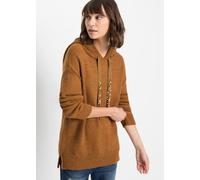 Strickpullover BONPRIX "Oversize-Pullover", Damen, Gr. 40/42 (M), braun (braun meliert), Obermaterial: 84% Polyacryl, 10% Polyamid, 6% Polyester, loose fit, Pullover Strickpullover, aus Polyacryl, Pol