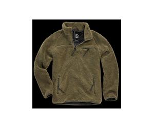 Kapuzenpullover BRANDIT "Brandit Herren Teddyfleece Troyer", Damen, Gr. L, grün (olive), 100% Polyester, unifarben, normal, amerikanischer Ausschnitt, Pullover Kapuzenpullover (13176066-L) olive