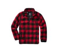 Kapuzenpullover BRANDIT "Brandit Herren Teddyfleece Troyer", Damen, Gr. M, rot (rot, schwarz), 100% Polyester, unifarben, normal, amerikanischer Ausschnitt, Pullover Kapuzenpullover (47607968-M) rot,