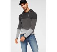Kapuzenpullover BRUNO BANANI, Herren, Gr. XL, grau (anthrazit, gestreift), Feinstrick, Obermaterial: 50% Baumwolle, 50% Polyacryl, gestreift, schmal, Rollsaum, Pullover Kapuzenpullover, im trendigen W