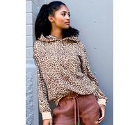 Kapuzenpullover BUFFALO, Damen, Gr. 48/50, beige leo, Obermaterial: 60% Baumwolle, 40% Polyester, bedruckt, bequem hüftlang, Rippbündchen, Pullover Kapuzenpullover, in Leo-Optik (52161242-48) beige le