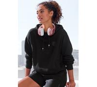 Kapuzenpullover BUFFALO, Damen, Gr. 48/50, schwarz, Sweatware, Obermaterial: 60% Baumwolle, 40% Polyester. Kapuzenfutter: 60% Baumwolle, 40% Polyester, bestickt, unifarben, bequem hüftlang, Rundhals,