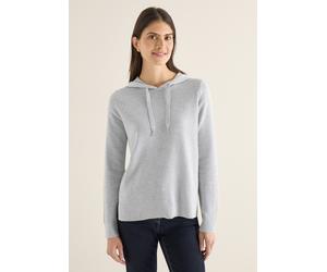 Kapuzenpullover CECIL, Damen, Gr. L (42), luna grau melange, Web, 41% Baumwolle, 34% Polyacryl, 22% metallisierte Fasern, 3% Nylon, unifarben, comfort fit normal, ohne Ausschnitt, Rippbündchen, Pullov