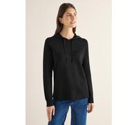 Kapuzenpullover CECIL, Damen, Gr. L (42), schwarz, Web, 41% Baumwolle, 34% Polyacryl, 22% metallisierte Fasern, 3% Nylon, unifarben, comfort fit normal, ohne Ausschnitt, Rippbündchen, Pullover Kapuzen