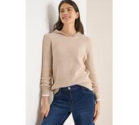 Kapuzenpullover CECIL, Damen, Gr. S (38), desert beige melange, Strick, Obermaterial: 37% Baumwolle, 34% Polyacryl, 26% Polyester, 3% Elasthan, unifarben, bequem Po-bedeckend, Rundhals, Bündchen, Pull
