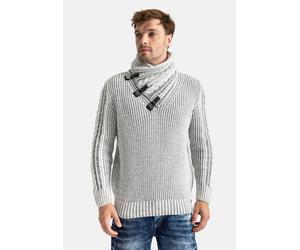 Kapuzenpullover CIPO & BAXX, Herren, Gr. XXL, grau, Strick, Obermaterial: 100% Polyacryl, unifarben, regular fit, Rundhals, Pullover Kapuzenpullover (16573439-XXL) grau