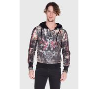 Kapuzenpullover CIPO & BAXX "Sweatshirt", Herren, Gr. M, schwarz, 100% Baumwolle, bedruckt, regular fit, Pullover Kapuzenpullover, mit coolem Allover-Print (36415522-M) schwarz