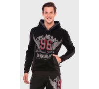 Kapuzenpullover CIPO & BAXX "Sweatshirt", Herren, Gr. S, schwarz, 70% Baumwolle, 30% Polyester, bedruckt, regular fit, Pullover Kapuzenpullover, mit coolem Print (91622826-S) schwarz