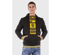 Cipo & Baxx Herren Hoodie Sweatshirt CL478 Schwarz - Stylischer Pullover im Casual Streetwear Look mit Kapuze & Kängurutasche - Bequemes Oberteil für Alltag & Freizeit - CL478 Schwarz L