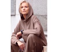 Kapuzenpullover COPENHAGEN STUDIOS, Damen, Gr. 32/34, braun, Sweatware, Obermaterial: 54% Modal, 40% Polyester, 6% Elasthan, unifarben, bequem hüftbedeckend, ohne Ausschnitt, Bündchen, Pullover Kapuze