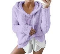 Kapuzenpullover Damen Hoodie Waffel Pullover mit Taschen Kordelzug Sweatshirt Einfarbig Hoody Damen Sweater Beige Herrlicher Damen Hoodie Mit Reißverschluss Blau Fleece Pullover Wandern Damen