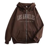 Kapuzenpullover Damen LOS Angeles Y2K Zip Up Hoodie Oversized Sweatshirt mit Kapuze Pullover Hooded Sweater Leicht Sport Sweatpullover Hoody Kapuzenpulli Hoodies für Damen Teenager Mädchen