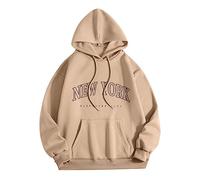 Kapuzenpullover Damen NEW YORK Hoodie Oversize Sweatshirt mit Kapuze Taschen Oversized Pullover Briefdruck Hooded Sweater Sweatpullover Hoody Kapuzenpulli Hoodies für Damen Teenager Mädchen
