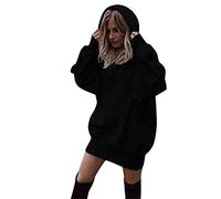 Kapuzenpullover Damen Winter Langarm Pulloverkleid Minikleid Baumwolle Lose Hoodie Sweatshirt Lange Pullover mit Kapuze Oversize Oberteile Freizeit Longpulli