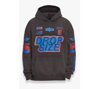 Kapuzenpullover DROPSIZE "Dropsize Herren Dropsize Heavy Oversize Racing Hoodie", Herren, Gr. M, washed schwarz, 70% Baumwolle, 30% Polyester, mehrfarbig, oversize, ohne Ausschnitt, Pullover Kapuzenpu