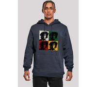 Kapuzenpullover F4NT4STIC "Bob Marley Reggae Music Colour Blocks", Herren, Gr. XS, blau (navy), Obermaterial: 65% Baumwolle, 35% Polyester, slim fit, Pullover Kapuzenpullover, Premium Qualität, Band, 