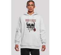 Kapuzenpullover F4NT4STIC "Guns 'n' Roses Flower Skull Rock Musik Band", Herren, Gr. M, grau (erdgrau), Obermaterial: 65% Baumwolle, 35% Polyester, slim fit, Pullover Kapuzenpullover, Premium Qualität