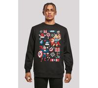 Kapuzenpullover F4NT4STIC "Marvel Thor und Captain America christmas", Damen, Gr. 5XL, schwarz, Obermaterial: 50% Baumwolle, 50% Polyester, relaxed fit, Rundhals, Pullover Kapuzenpullover, Print (8854