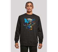 Kapuzenpullover F4NT4STIC "Schmetterling Skull CREW", Herren, Gr. XS, schwarz, Obermaterial: 50% Baumwolle, 50% Polyester, relaxed fit, Rundhals, Pullover Kapuzenpullover, Print (30944751-XS) schwarz