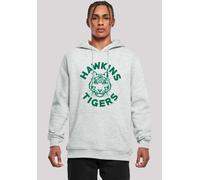 Kapuzenpullover F4NT4STIC "Stranger Things Hawkins Tigers Netflix TV Series", Herren, Gr. S, grau (erdgrau), Obermaterial: 65% Baumwolle, 35% Polyester, slim fit, Pullover Kapuzenpullover, Premium Qua