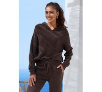 Kapuzenpullover FRENCH CONNECTION, Damen, Gr. 36/38, braun, Strick, Obermaterial: 33% Nylon, 32% Polyacryl, 30% Baumwolle, 5% Elasthan, Zopfmuster, hüftlang, Rundhals, Rippstrickbündchen, Pullover Kap