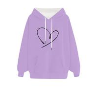 Kapuzenpullover für Damen 2024, lustiger Hoodie mit Herz-Print, langärmelig, lässig, lockere Passform, Pullover Strick Cardigan Oberteil Autumn Kuschelpullover Flauschig Kurzer Besondere Jacken