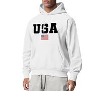 Kapuzenpullover für Herren mit Usa-Flagge, bedrucktes Kapuzen-Sweatshirt mit Kordelzug, lässig, langärmelig, Sweatshirts mit Kapuze, weich und bequem, Sport-Kapuzenpullover mit Vordertaschen, weiß, XL