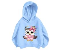 Kapuzenpullover Für Mädchen Niedliche Eule Druck Lässig Locker Hoodie Frühling Herbst Langarm Pullover Sweatshirt mit Kapuzen Langarmshirt Oberteile für 3-12 Jahre