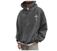 Kapuzenpullover Herren, Hoodie Herren Oversize Kreuz Blumen Drucken Pullover Sweatshirt mit Kapuze Backprint Langarm Kapuzenpullover Hoody mit Kordelzug Tasche Männer Casual Kapuzenpulli Hoodies