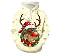 Kapuzenpullover Herren Weihnachtspullover Unisex Weihnachts Hoodie Lustige Weihnachtspulli Sweatshirt Mit Kapuze Hässlicher Christmas Pullover Große Größen Paar Eugly Xmas Kapuzenpulli Gelb Orange Xxl
