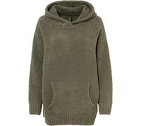 Strickpullover BONPRIX, Damen, Gr. 48/50 (XL), grün (dunkeloliv), Obermaterial: 100% Polyester, oversize, Pullover Strickpullover, aus Polyester, mit Kapuze, mit Teddy-Fleece, Oversize Passform (51589