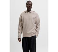 Kapuzenpullover JACK & JONES "JJESOHO OLLIE KNIT HOOD LN", Herren, Gr. XS, atmosphere, Strick, Obermaterial: 51% Polyester, 41% Polyacryl, 5% Wolle, 3% Elasthan, unifarben, relaxed fit hüftlang, ohne 