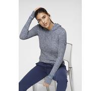 Kapuzenpullover KANGAROOS, Damen, Gr. 44/46, weiß (blau, weiß, meliert), Rippstrick, Obermaterial: 50% Baumwolle, 50% Polyacryl, kontrastfarbene Details, meliert, figurbetont hüftbedeckend, Rippbündch