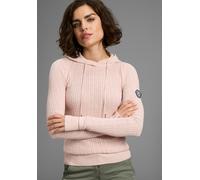 Kapuzenpullover KANGAROOS, Damen, Gr. 44/46, weiß (rosa, weiß, meliert), Rippstrick, Obermaterial: 50% Baumwolle, 50% Polyacryl, kontrastfarbene Details, meliert, figurbetont hüftbedeckend, Rippbündch