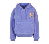 Kapuzenpullover KARL KANI "Karl Kani Damen KW224-030-2KK Retro Patch OS Teddy Hoodie", Damen, Gr. XS, lila, 100% Polyester, mehrfarbig, oversize, ohne Ausschnitt, Pullover Kapuzenpullover (79114738-XS