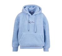 Kapuzenpullover KARL KANI "Karl Kani Damen KW233-041-2 KK Metal Signature Teddy Os Hoodie", Damen, Gr. XS, blau (light blau), 100% Polyester (Recycelt), unifarben, casual, normal, ohne Ausschnitt, Lan